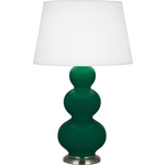 Triple Gourd Table Lamp - Jungle / Pearl Dupioni