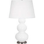 Triple Gourd Table Lamp - Matte Daisy / Pearl Dupioni