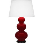 Triple Gourd Table Lamp - Sangria / Pearl Dupioni