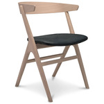 No. 9 Dining Chair - White Oiled Oak / Dunes Black Leather