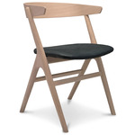 No. 9 Dining Chair - White Pigmented Lacquer Oak / Dunes Black Leather