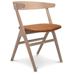 No. 9 Dining Chair - White Pigmented Lacquer Oak / Dunes Cognac Leather