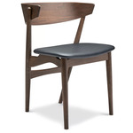 No. 7 Dining Chair - Dark Stained Beech / Victory Black Leather