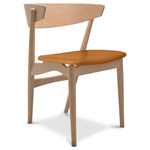 No. 7 Dining Chair - White Pigmented Lacquer Beech / Victory Cognac Leather