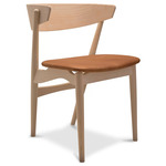 No. 7 Dining Chair - White Pigmented Lacquer Beech / Dunes Cognac Leather