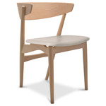 No. 7 Dining Chair - White Pigmented Lacquer Beech / Dunes Light Grey Leather