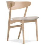 No. 7 Dining Chair - White Pigmented Lacquer Oak / Dunes Light Grey Leather