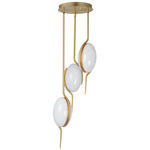 Locket Multi Light Pendant - Natural Aged Brass / White