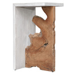 Intersect Accent Table - Aged White / Natural Wood