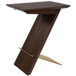 Breakthrough Accent Table - Deep Brown Wood / Brass