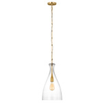 Athena Long Pendant - Burnished Brass / Clear