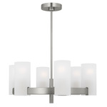 Rhode Chandelier - Brushed Steel / Etched Glass