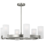 Rhode Chandelier - Brushed Steel / Etched Glass