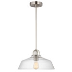 Payton Pendant - Brushed Steel / Clear