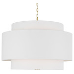 Sawyer Large Pendant - Burnished Brass / White Linen