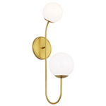 Noemie Double Wall Sconce - Burnished Brass / Milk