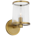 Reynolds Wall Sconce - Time Worn Brass / Clear