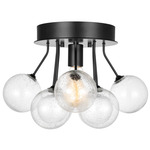 Bronzeville Semi Flush Ceiling Light - Midnight Black / Clear Seeded