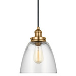 Baskin Dome Pendant - Satin Brass / Clear