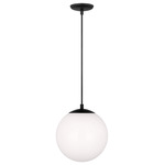 Leo Hanging Globe Pendant - Midnight Black / Smooth White