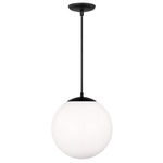 Leo Hanging Globe Pendant - Midnight Black / Smooth White