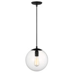 Leo Black Globe Pendant - Midnight Black / Clear Seeded