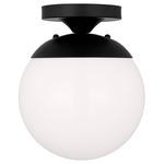 Leo Semi Flush Ceiling Light - Midnight Black / White