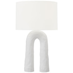 Aura Table Lamp - Matte White Ceramic / White Linen