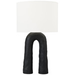 Aura Table Lamp - Rough Black Ceramic / White Linen