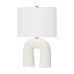 Aura Table Lamp - Matte White Ceramic / White Linen