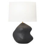 Broxton Table Lamp - Rough Black Ceramic / White Linen