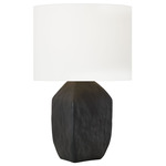 Sybert Table Lamp - Rough Black Ceramic / White Linen