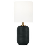 Fanny Table Lamp - Rough Black Ceramic / White Linen