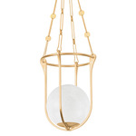 Verbank Lantern Pendant - Vintage Gold Leaf / Cloud Etched Glass