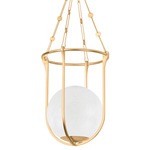Verbank Lantern Pendant - Vintage Gold Leaf / Cloud Etched Glass
