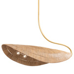 Medea Linear Pendant - Vintage Gold Leaf / Rattan