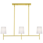 Rose Linear Pendant - Satin Brass / White Linen