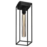 Caged Ceiling Light - Satin Black / Black Marble