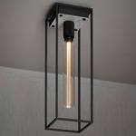 Caged Ceiling Light - Satin Black / White Marble