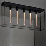 Caged 5.0 Linear Ceiling Light - Satin Black / Black Marble