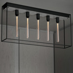 Caged 5.0 Linear Ceiling Light - Satin Black / White Marble