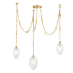 Daith Chandelier - Vintage Brass / Etched Glass