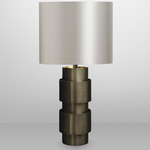 Ring Table Lamp - Antique Bronze / Dove Grey Silk