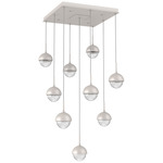 Cabochon Square Multi Light Pendant - Beige Silver / Clear