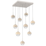 Cabochon Square Multi Light Pendant - Beige Silver / Clear
