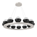 Cabochon Ring Chandelier - Beige Silver / Clear
