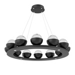 Cabochon Ring Chandelier - Matte Black / Clear