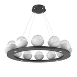 Cabochon Ring Chandelier - Matte Black / Clear