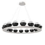 Cabochon Ring Chandelier - Beige Silver / Clear