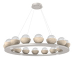 Cabochon Ring Chandelier - Beige Silver / Clear